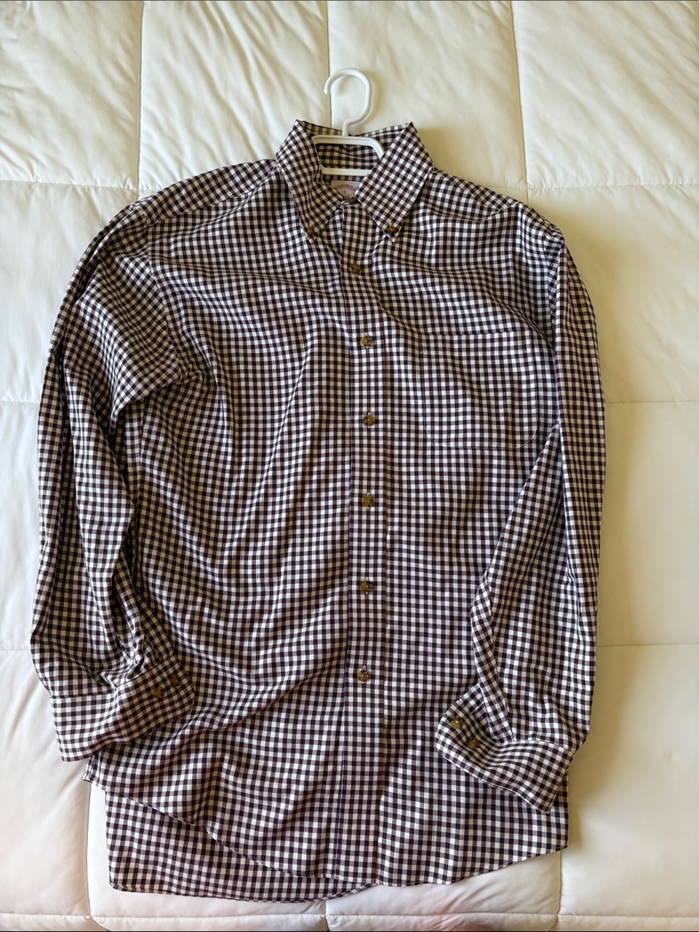 Brooks Brothers Brown and White Gingham Dress Shirt